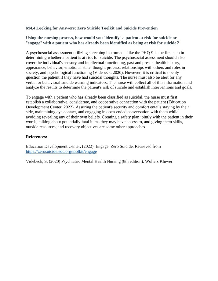 Zero Suicide Toolkit - Identifying and Engaging At-Risk Patients