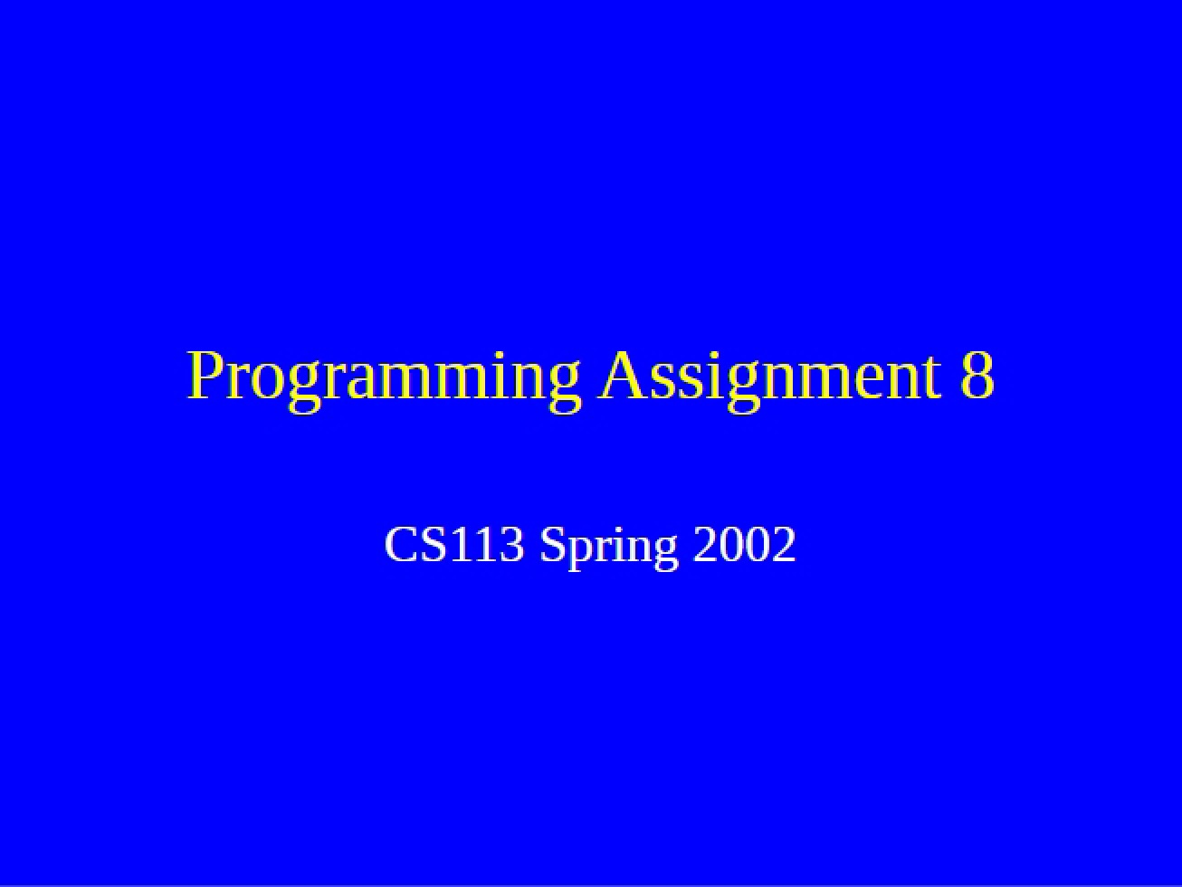 Eighth Programming Assignment for Intensive C++
