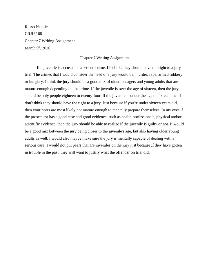 Assignment for Chapter 7