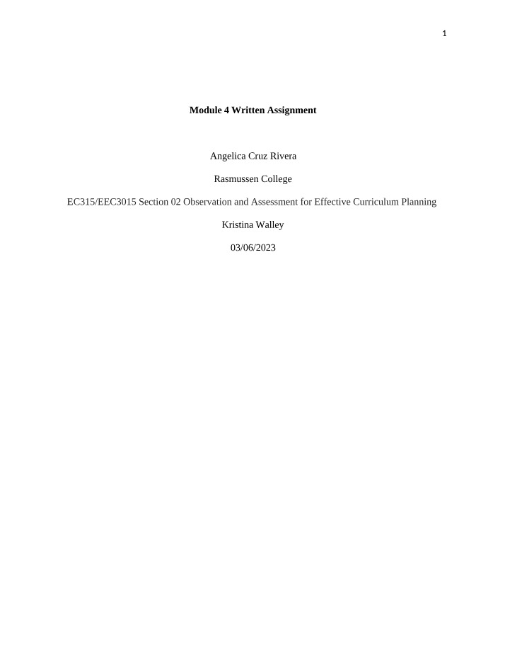 Observation and Assessment for Effective Curriculum Planning