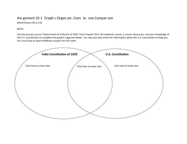 Comparison of Constitutions Graphic Organizer