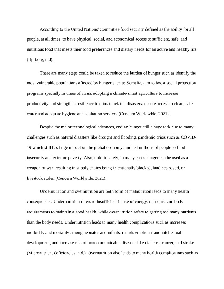World Hunger - Challenges and Solutions
