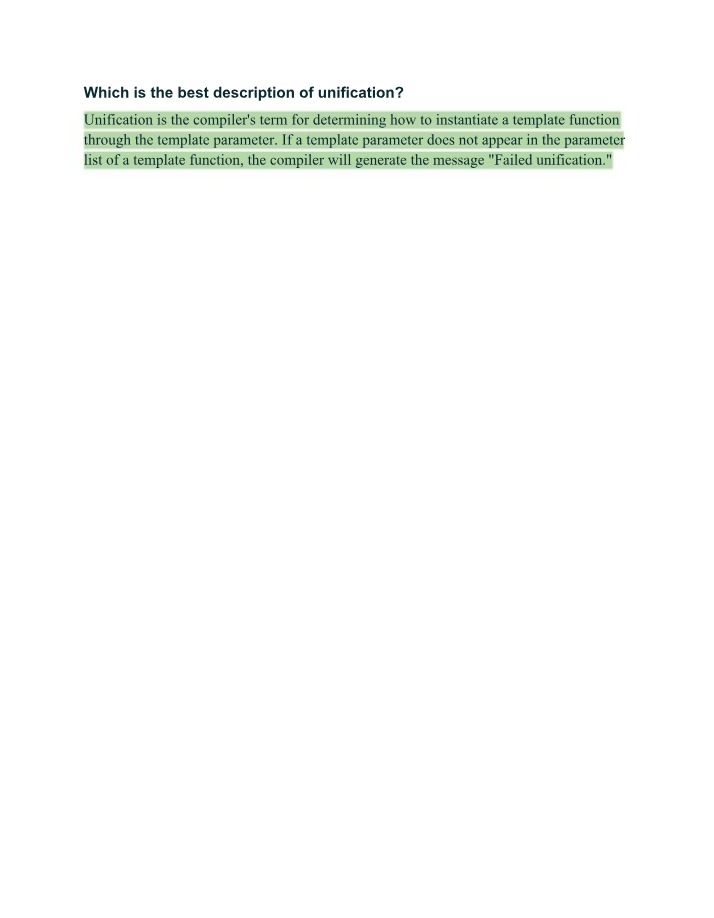 Unification in Compilers - Template Instantiation