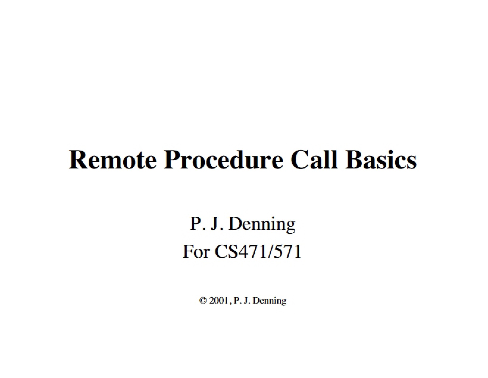 Fundamentals of Remote Procedure Calls