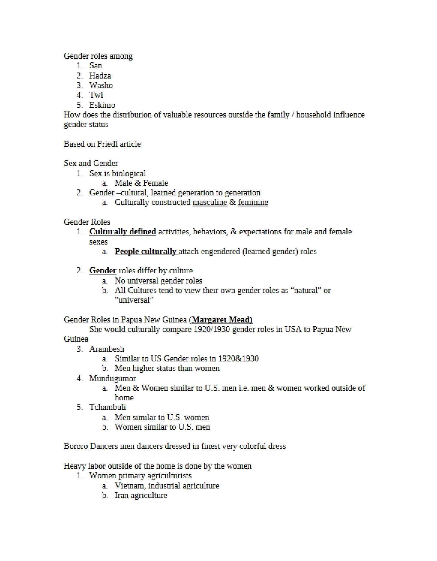 Notes from Lecture