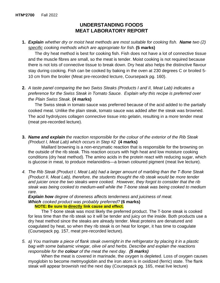Report on Meat Laboratory