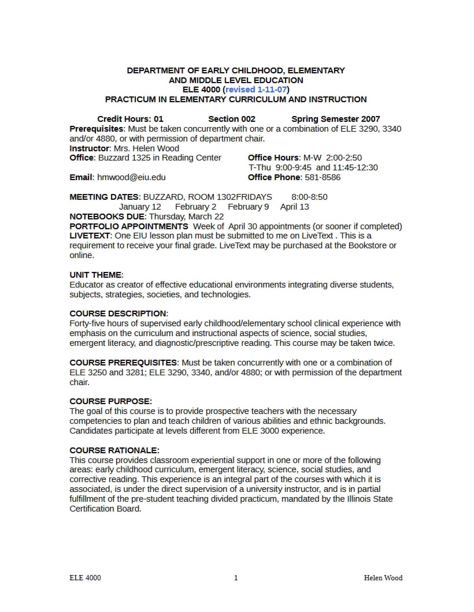 Syllabus - 4 Pages