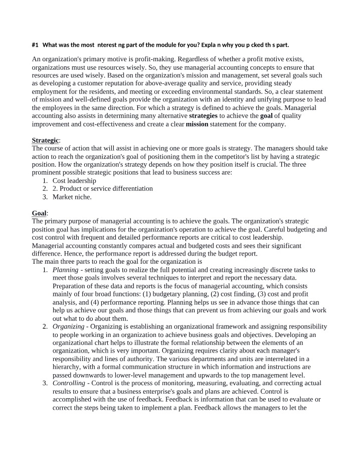 Importance of Managerial Accounting in Achieving Goals