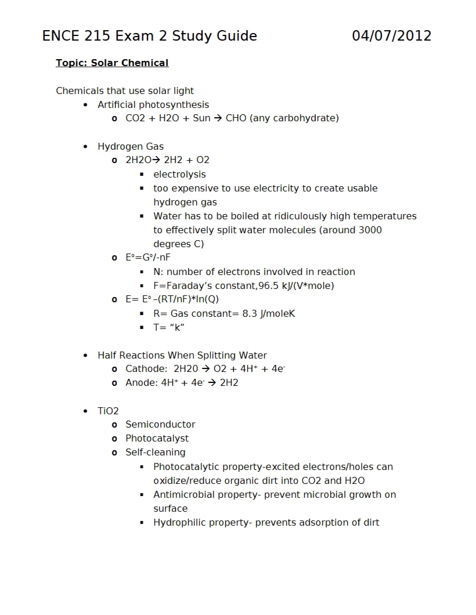 Guide for Exam 2 Study
