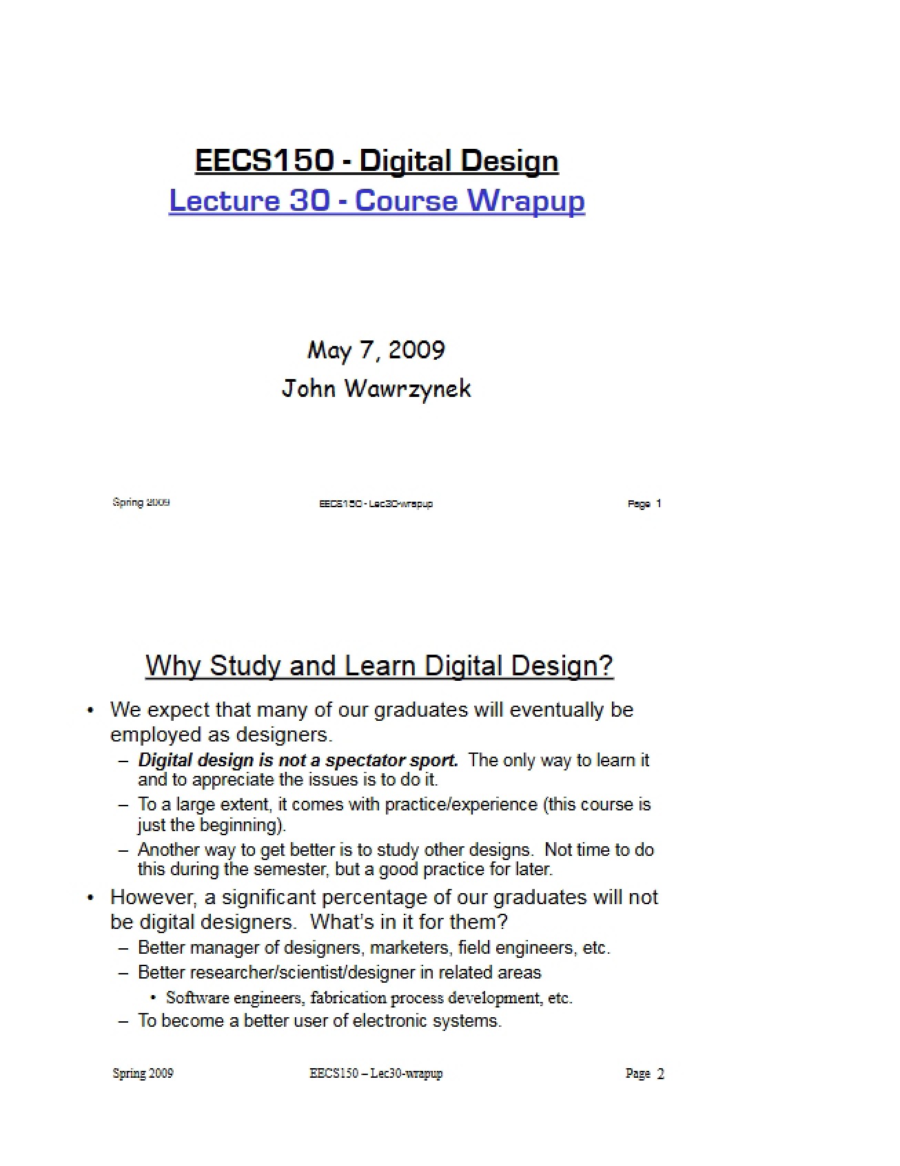 Course Conclusion (Lecture 30)