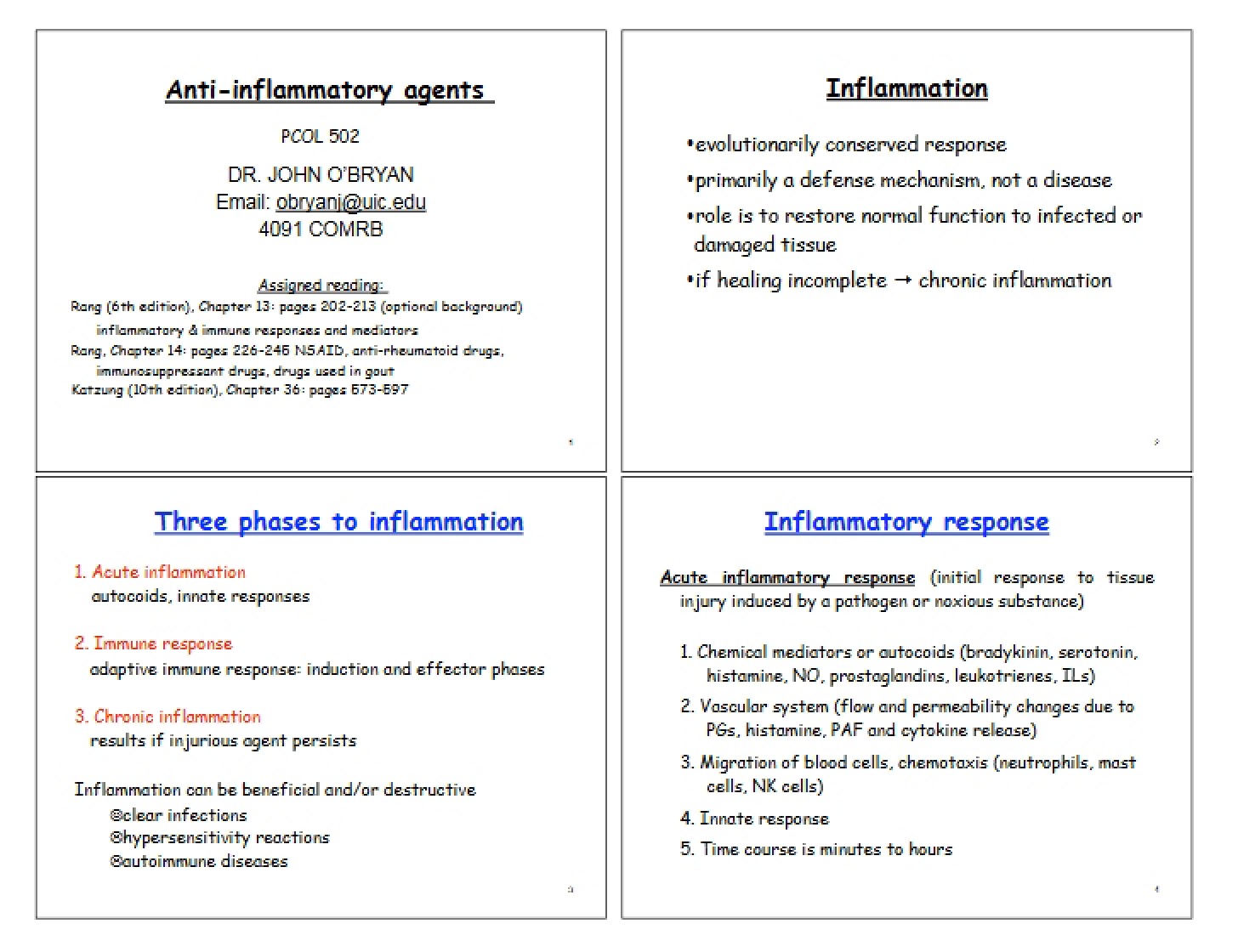 Agents for Inflammation