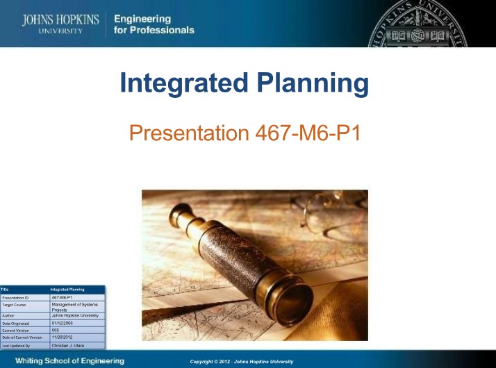 Presentation on Integrated Planning