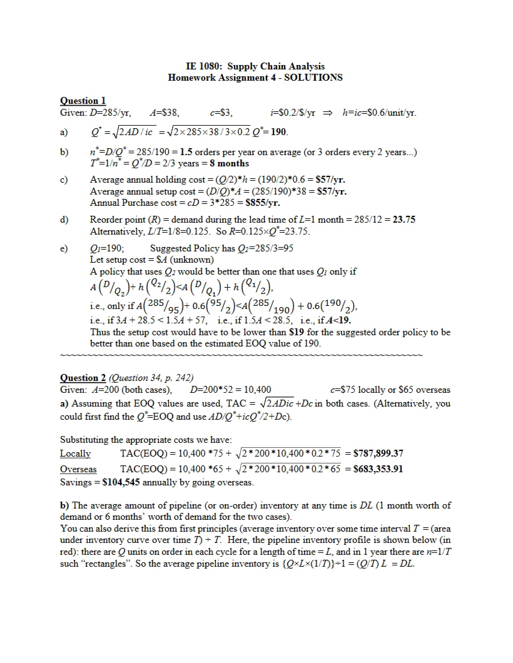 Solutions for Homework Four