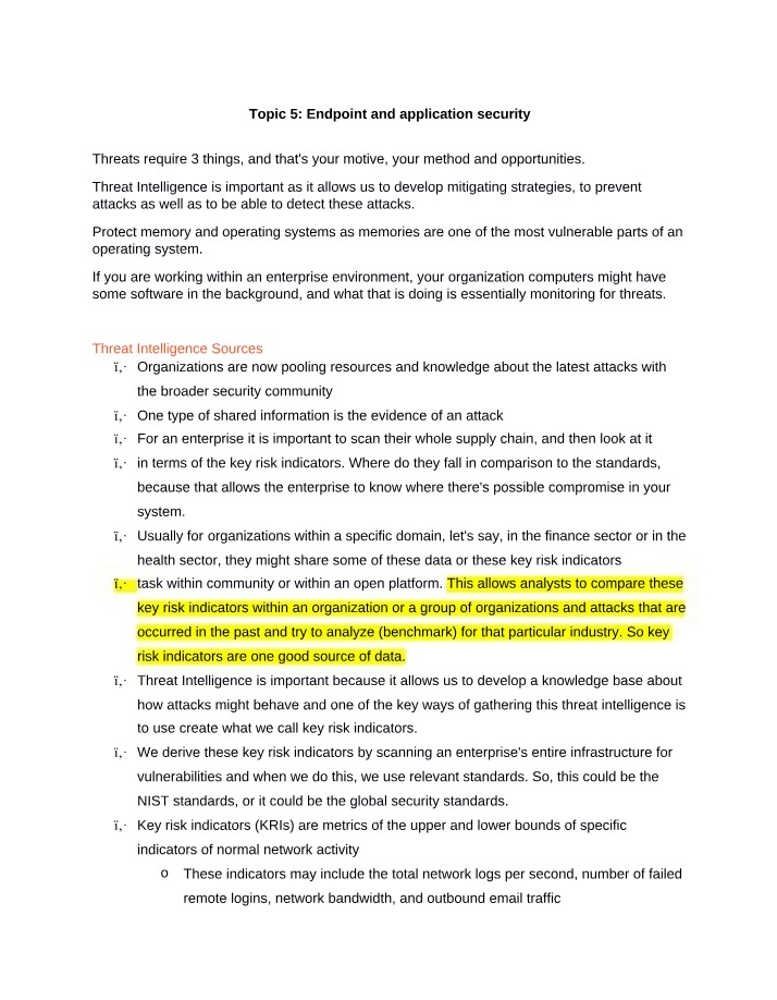 Endpoint and Application Security - Mitigating Threats