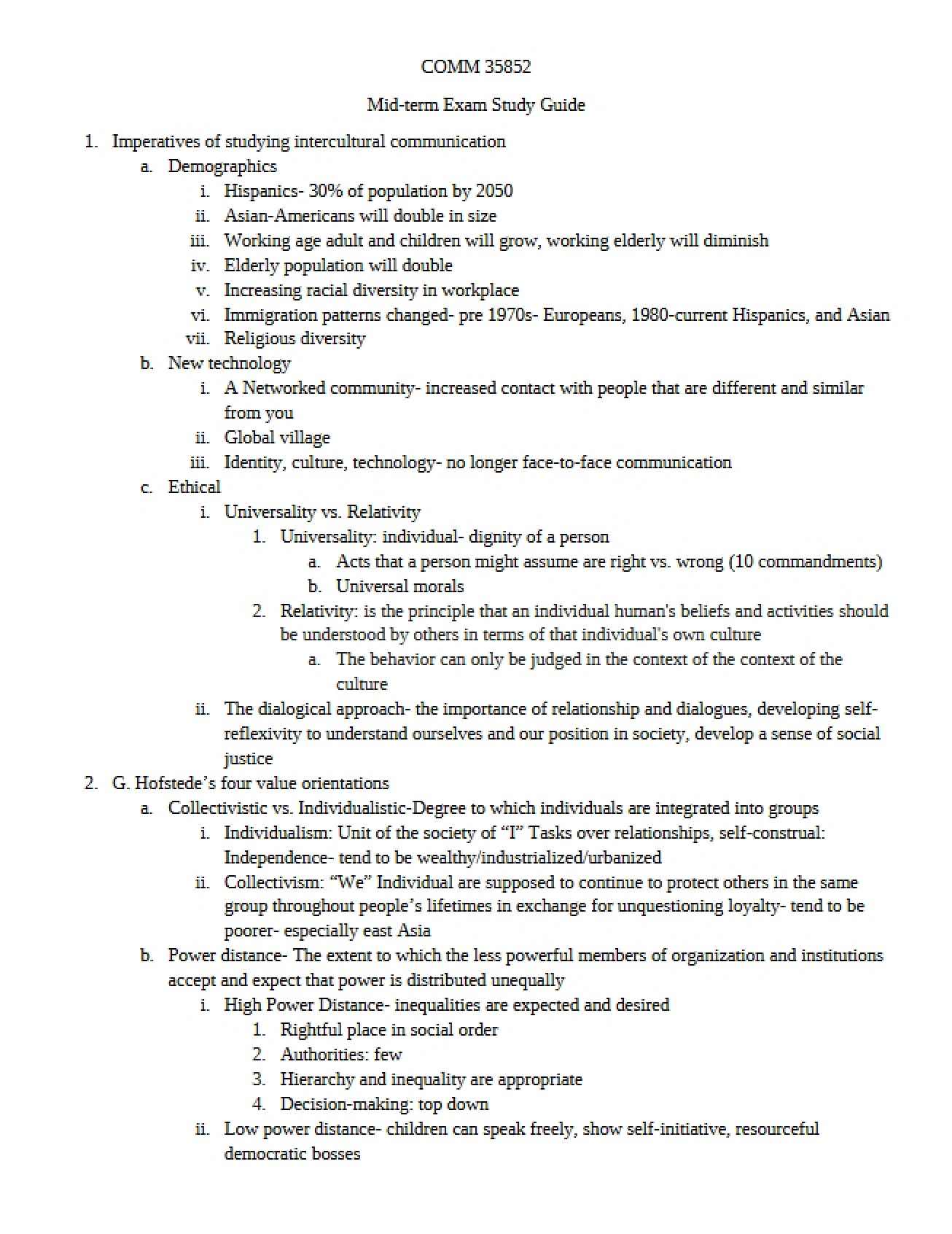 Intercultural Midterm