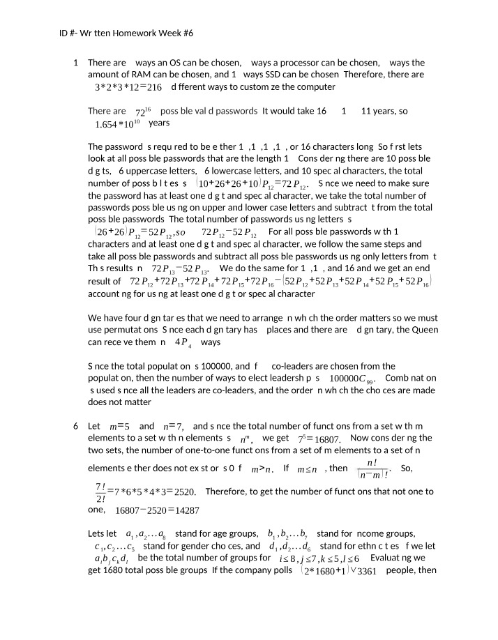 Week 6 Written Homework Solutions
