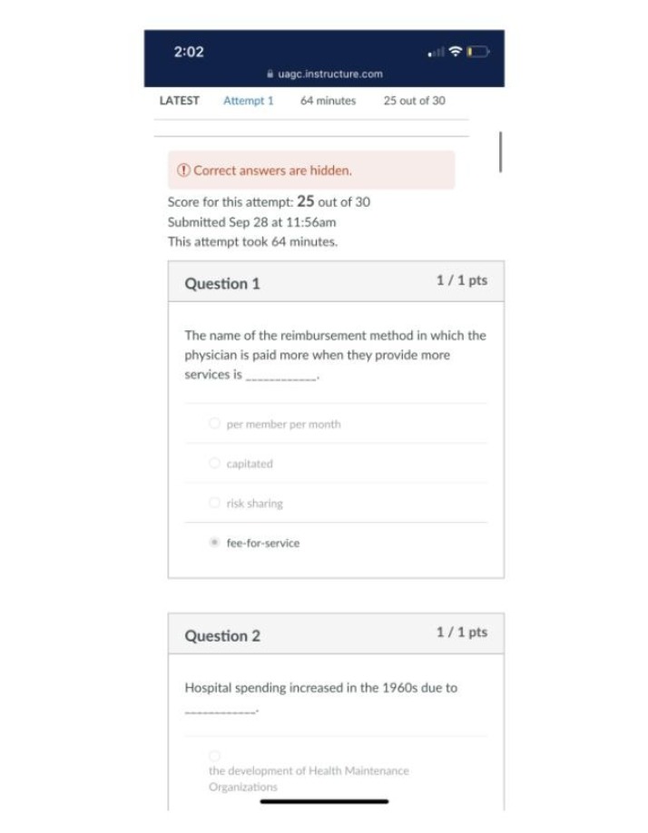 Quiz on Hospital Spending and Healthcare Reimbursement