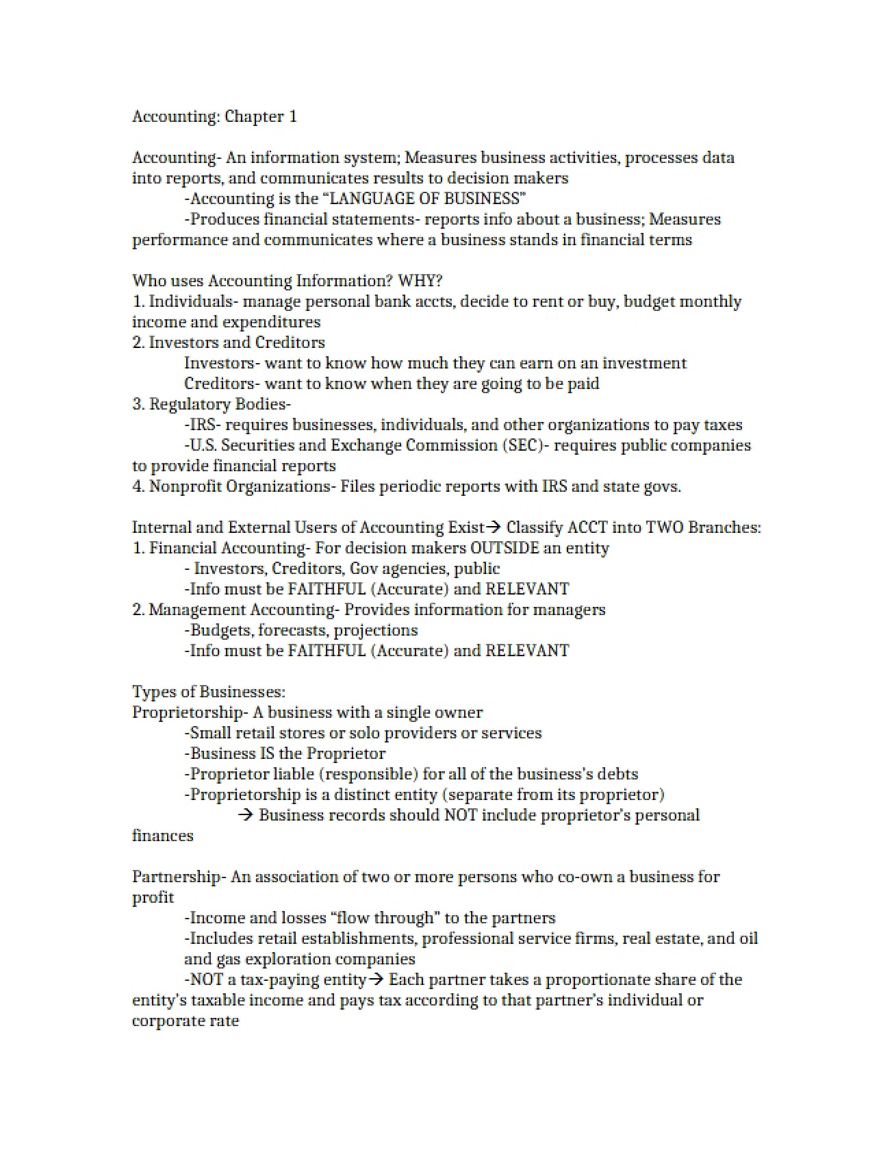 Ch. 1 Accounting Basics