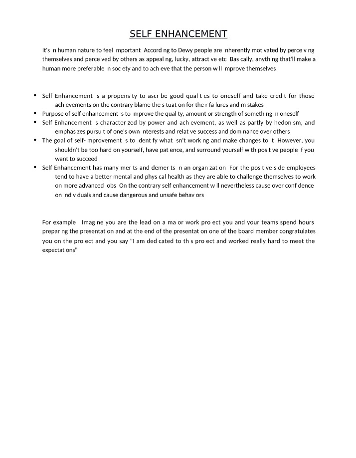 Notes on Self Enhancement