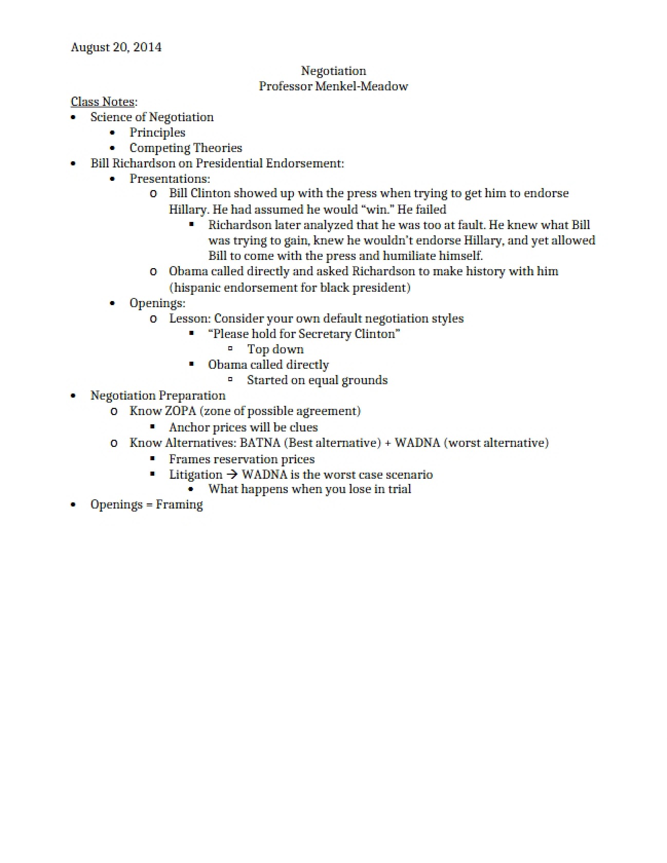 Negotiation Studies