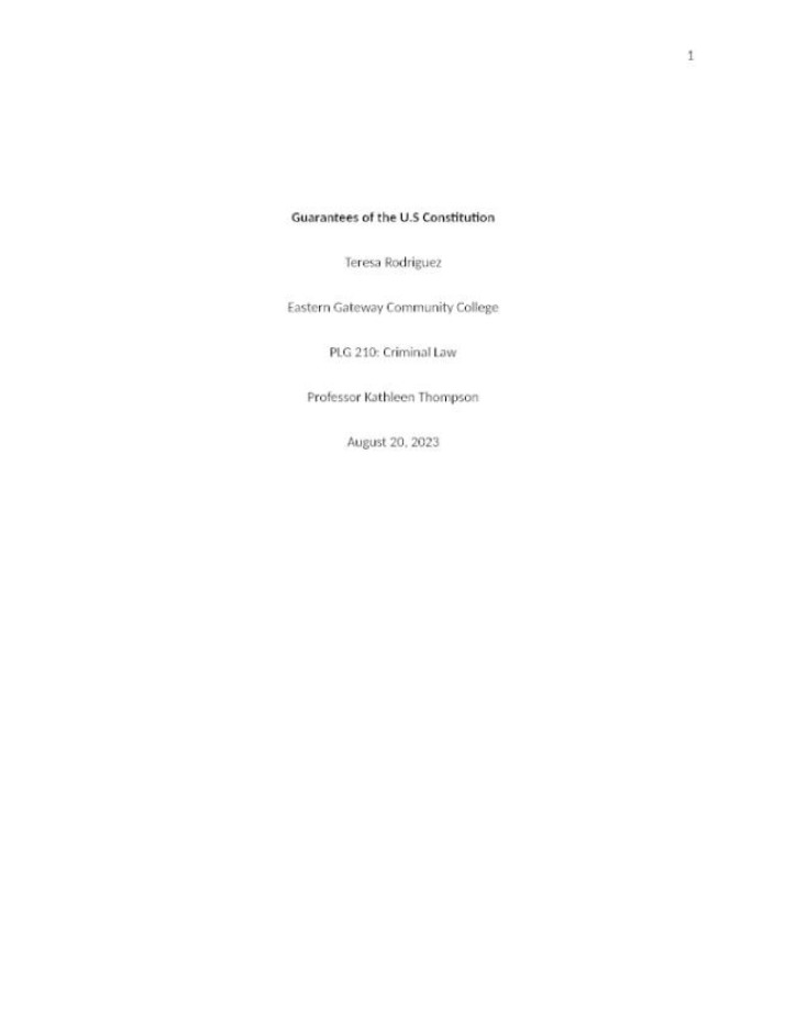 Week One Assignment - US Constitution Guarantees