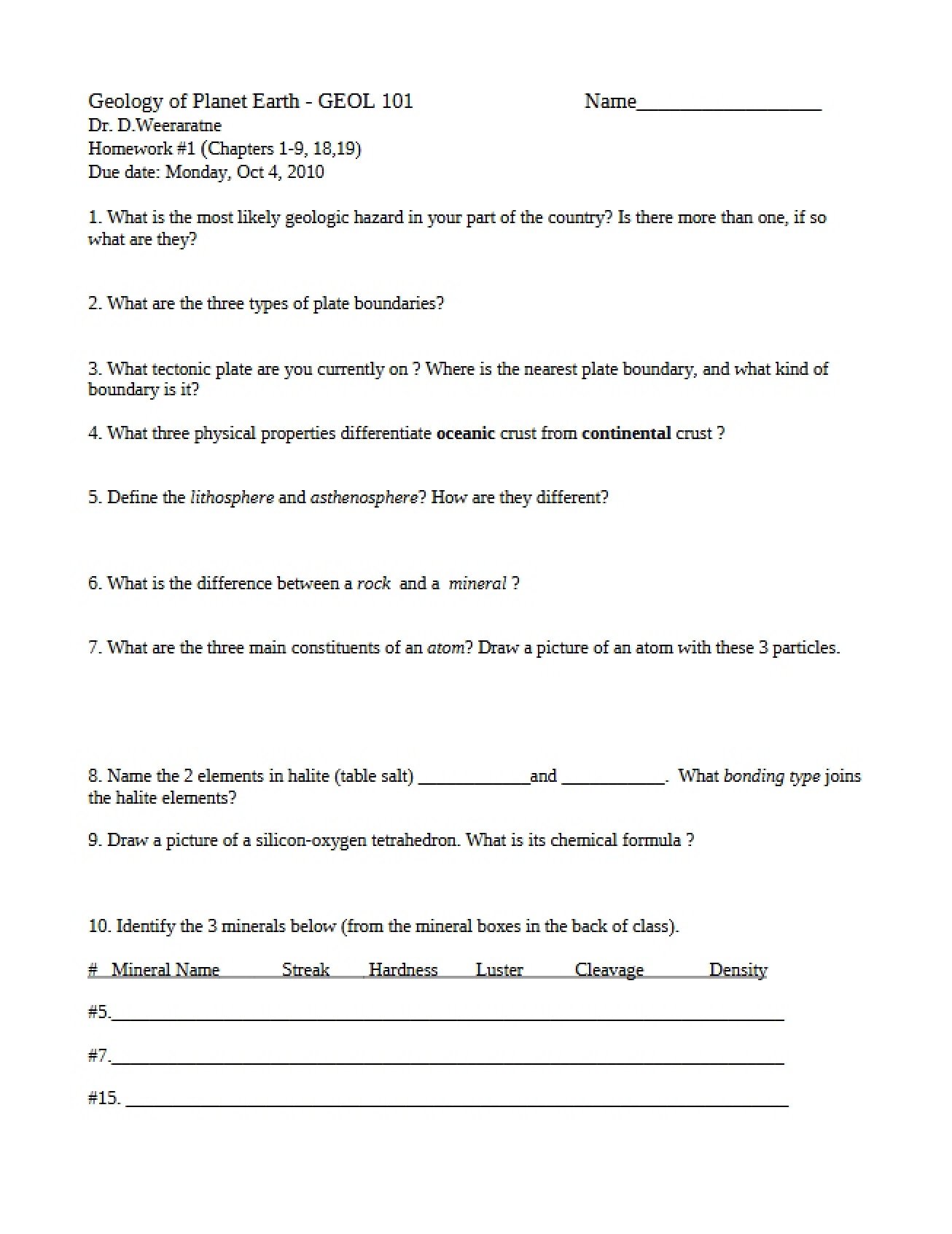 First Homework Assignment