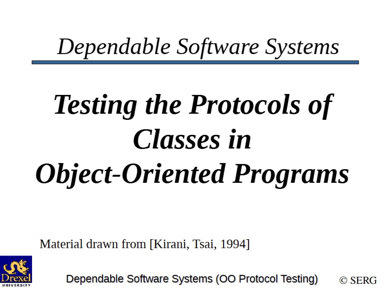 Object-Oriented Program Class Protocol Testing