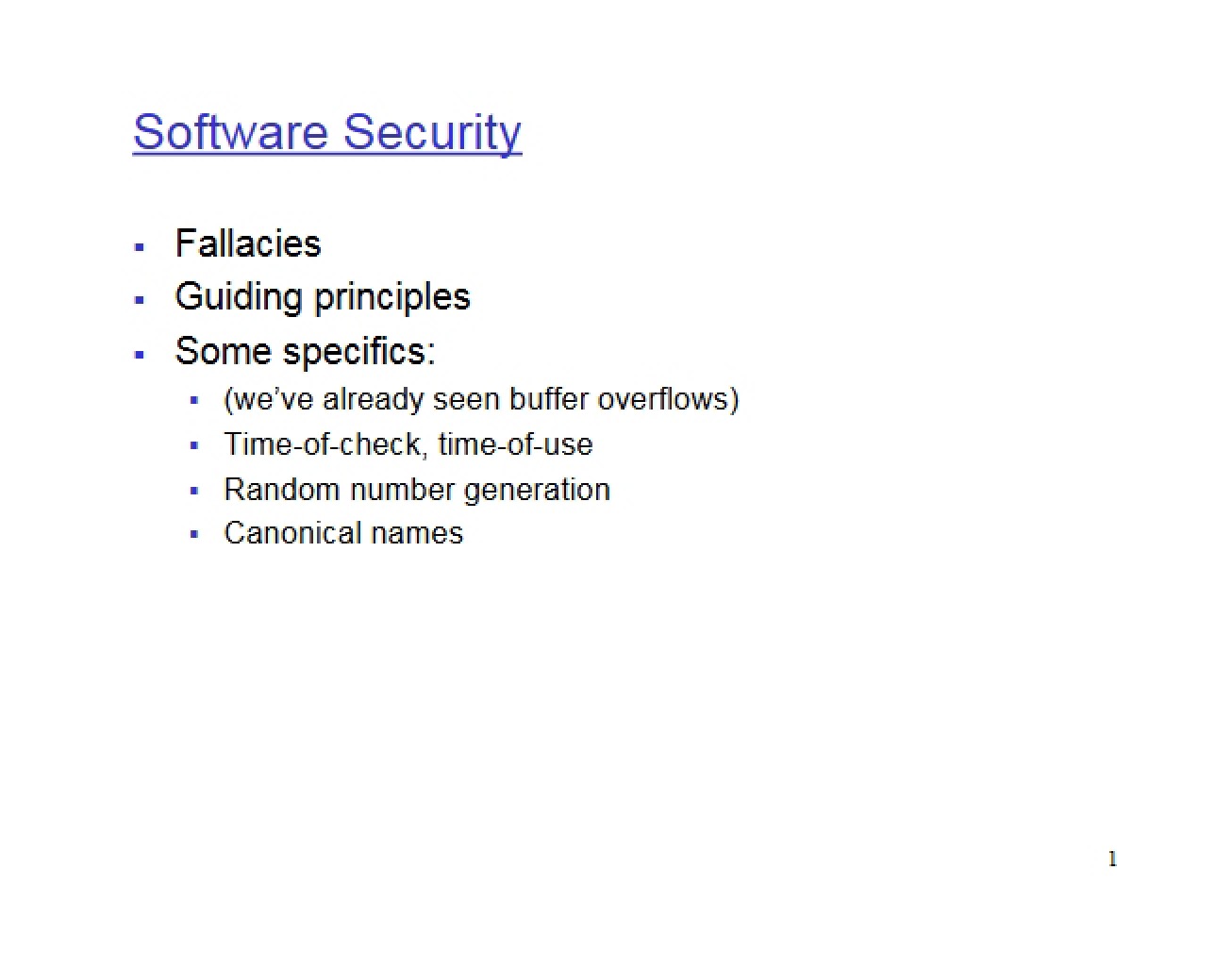 Security of Software
