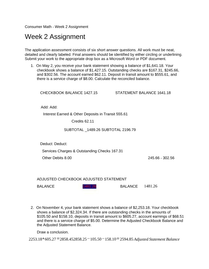 MA101 Assignment - Week 2