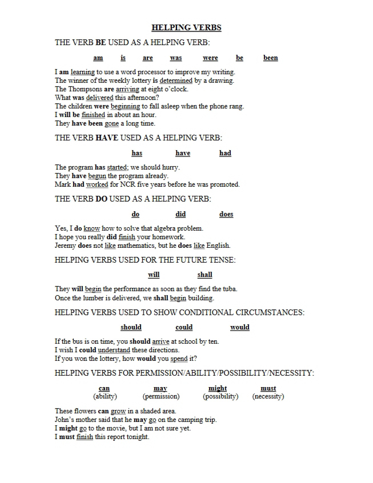 Auxiliary and Helping Verbs Guide