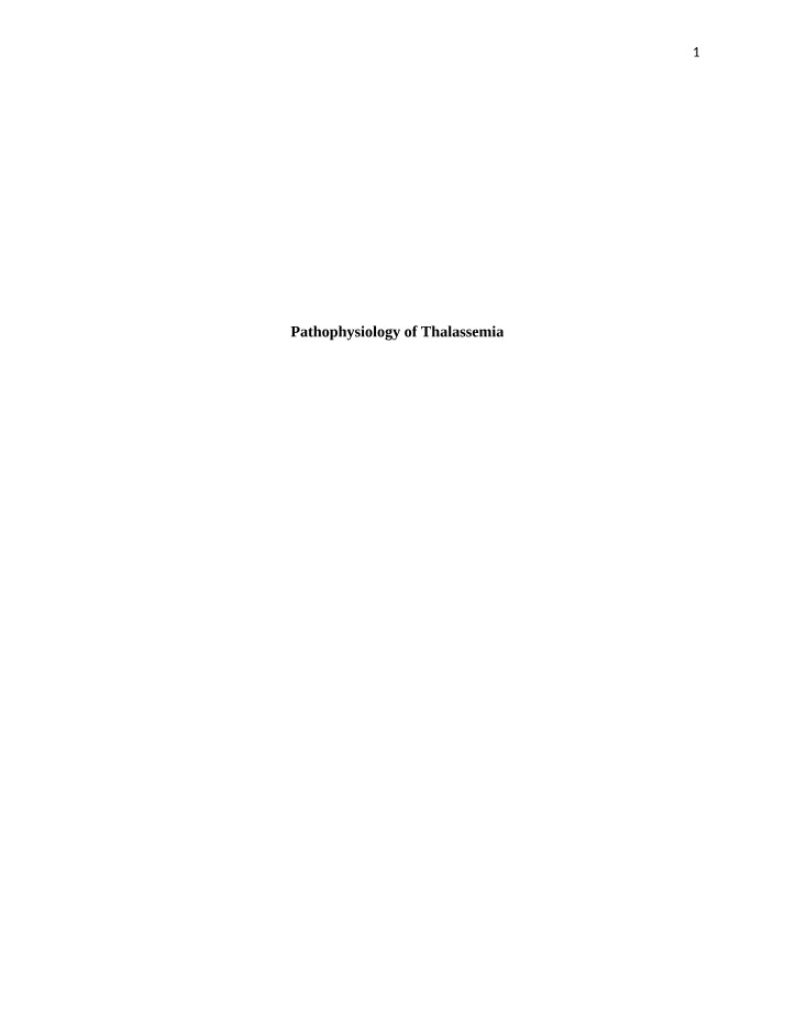 Thalassemia Causes and Pathophysiology