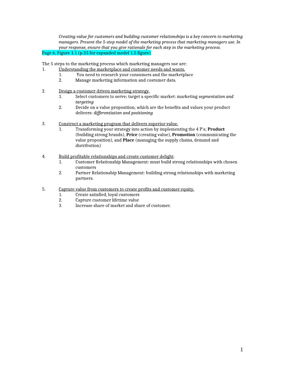 Marketing Concepts and Process