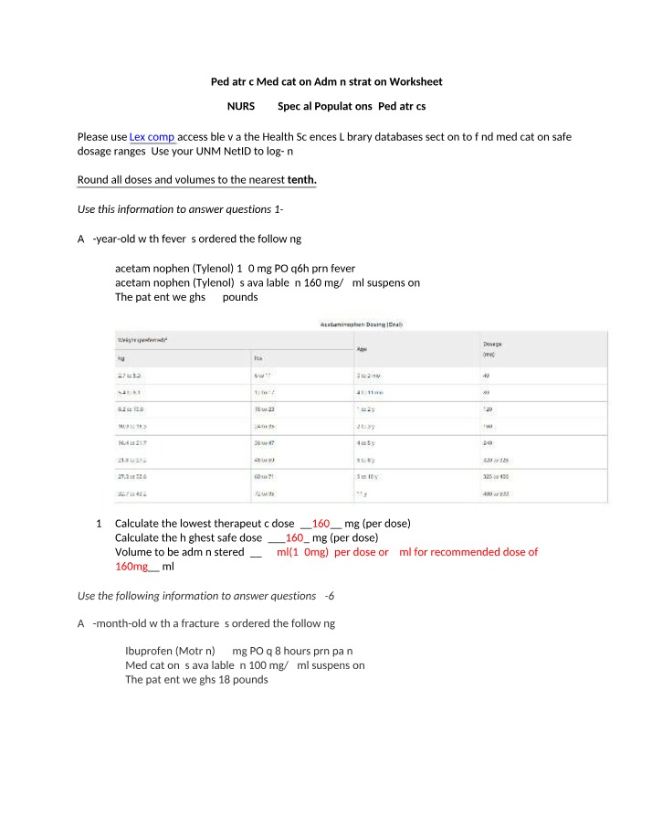 Pediatric Dosage Calculation for Medication Administration