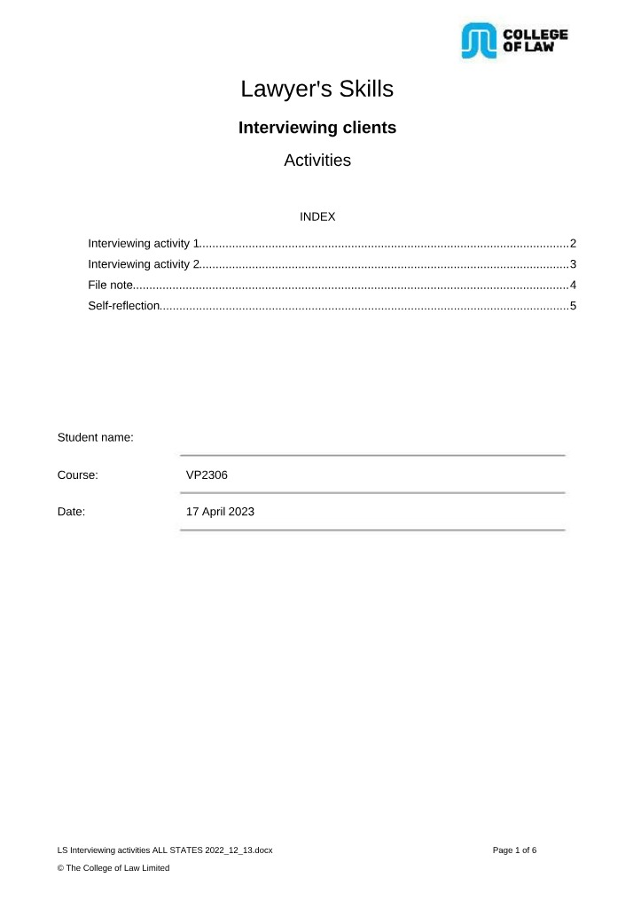 Interviewing Activities for LS