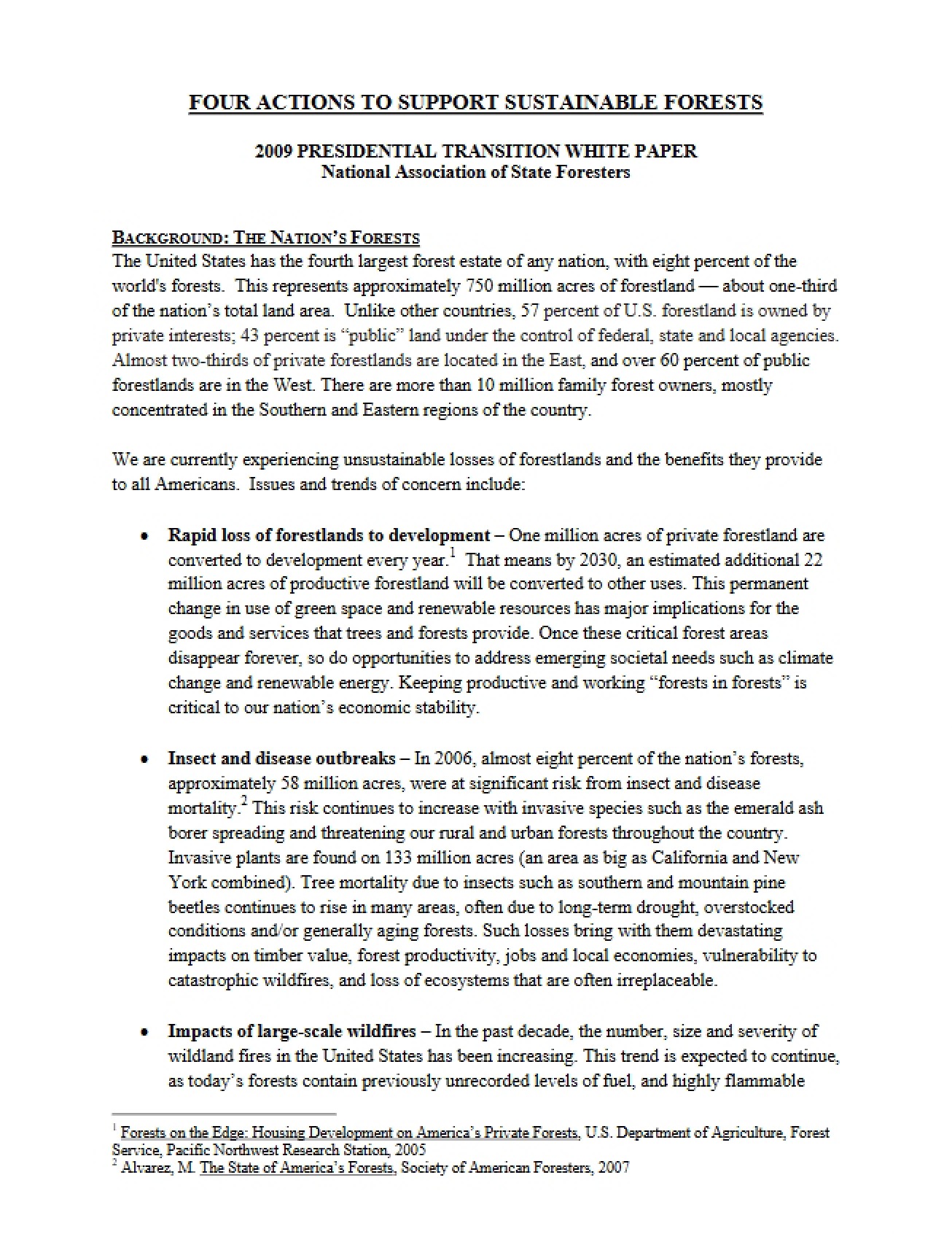 Sustainable Forests Four Supporting Actions