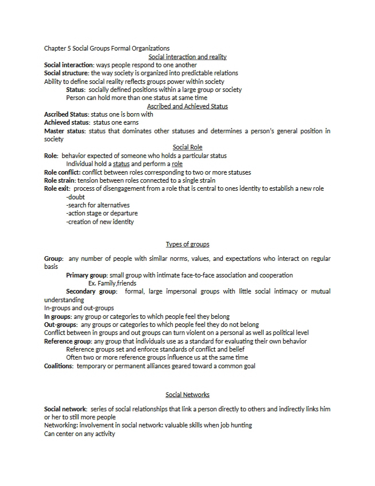 Formal Organizations and Social Groups Chapter Five