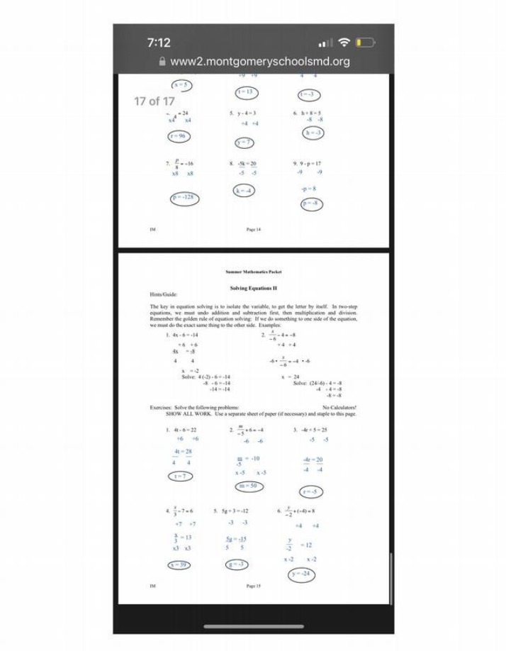 Mathematics Packet - Solving Equations II