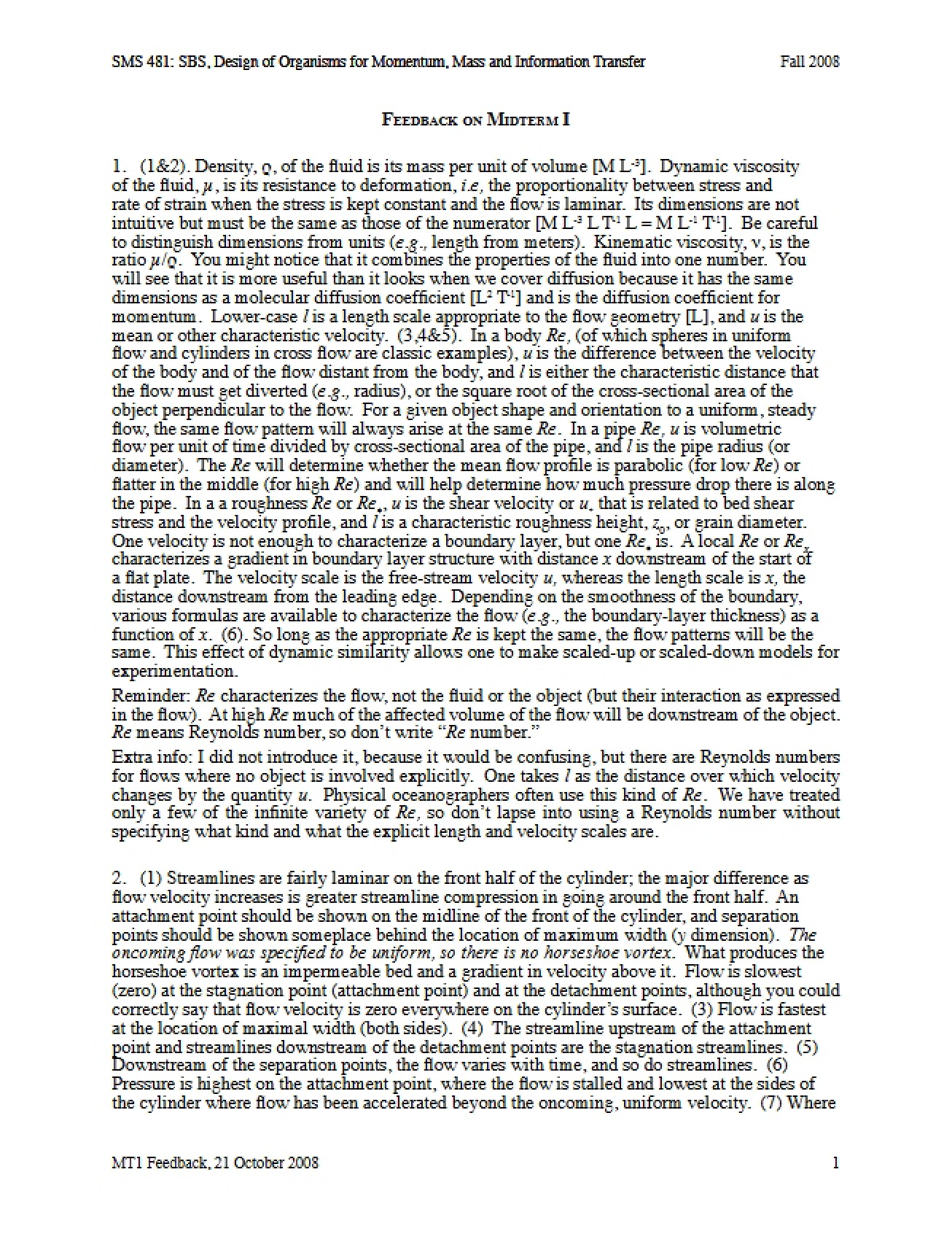 Feedback for Midterm One in SMS 481