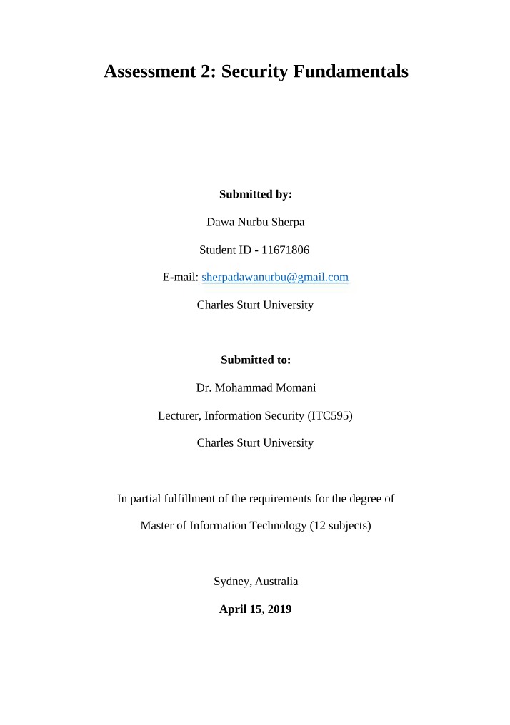 ITC595 Assessment 2 - 201930