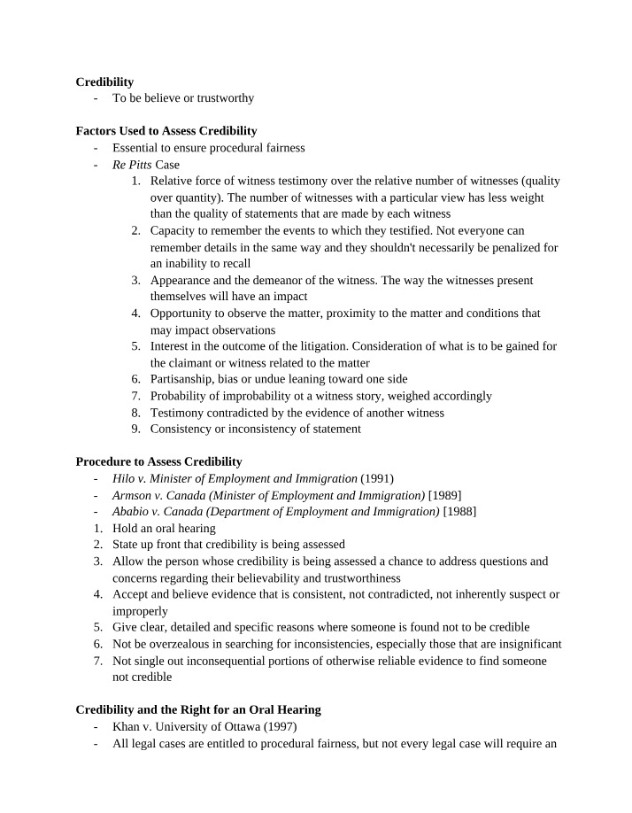Witness Credibility and Discretion in Legal Cases