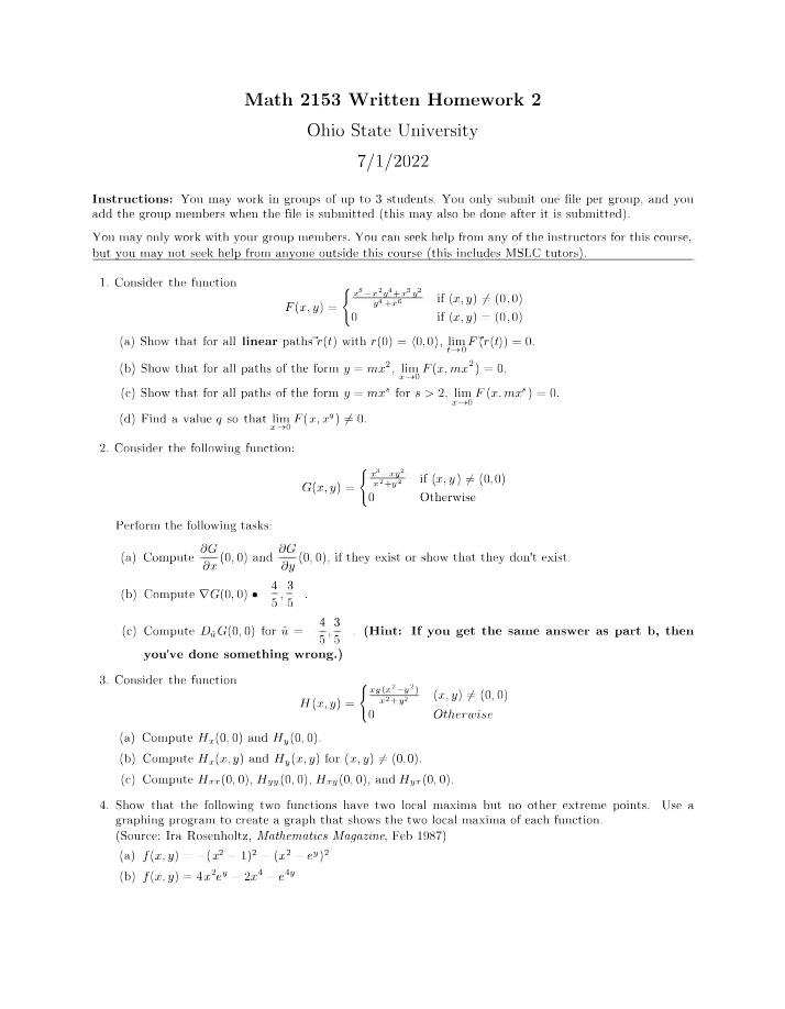 Math 1152 Written Homework 2