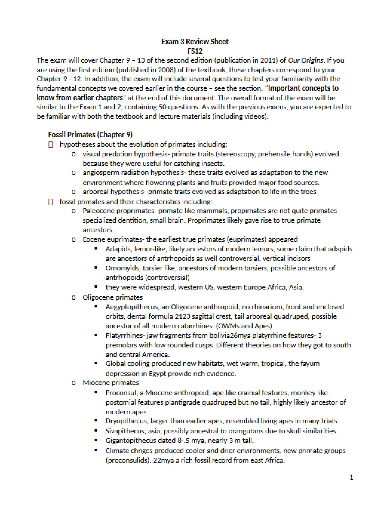 Exam Three Review Sheet (SS14)