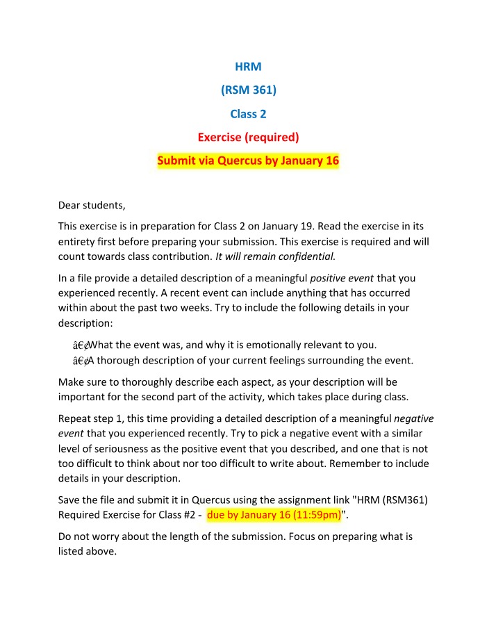 RSM361 Class 2 Required Exercise