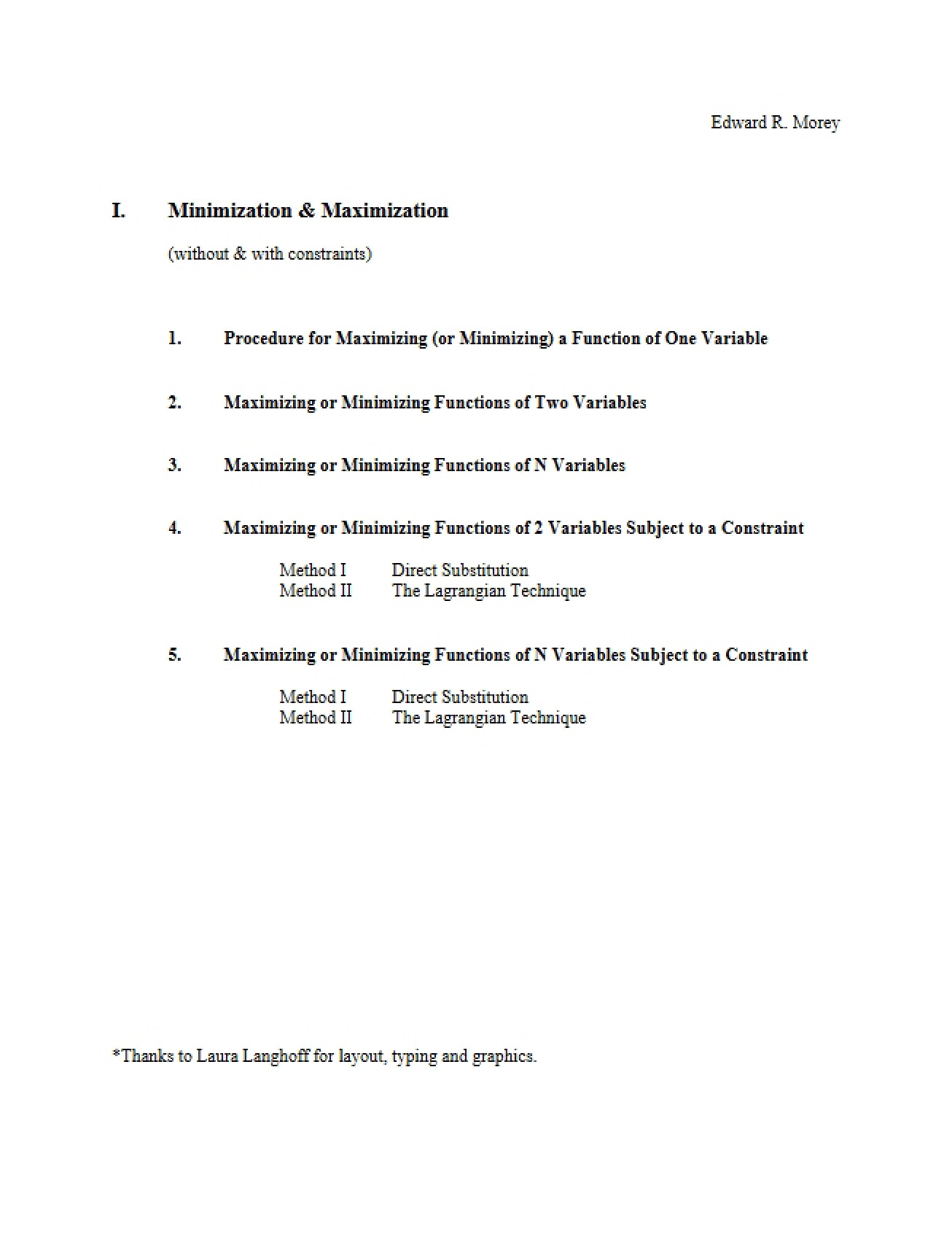 Maximization and Minimization