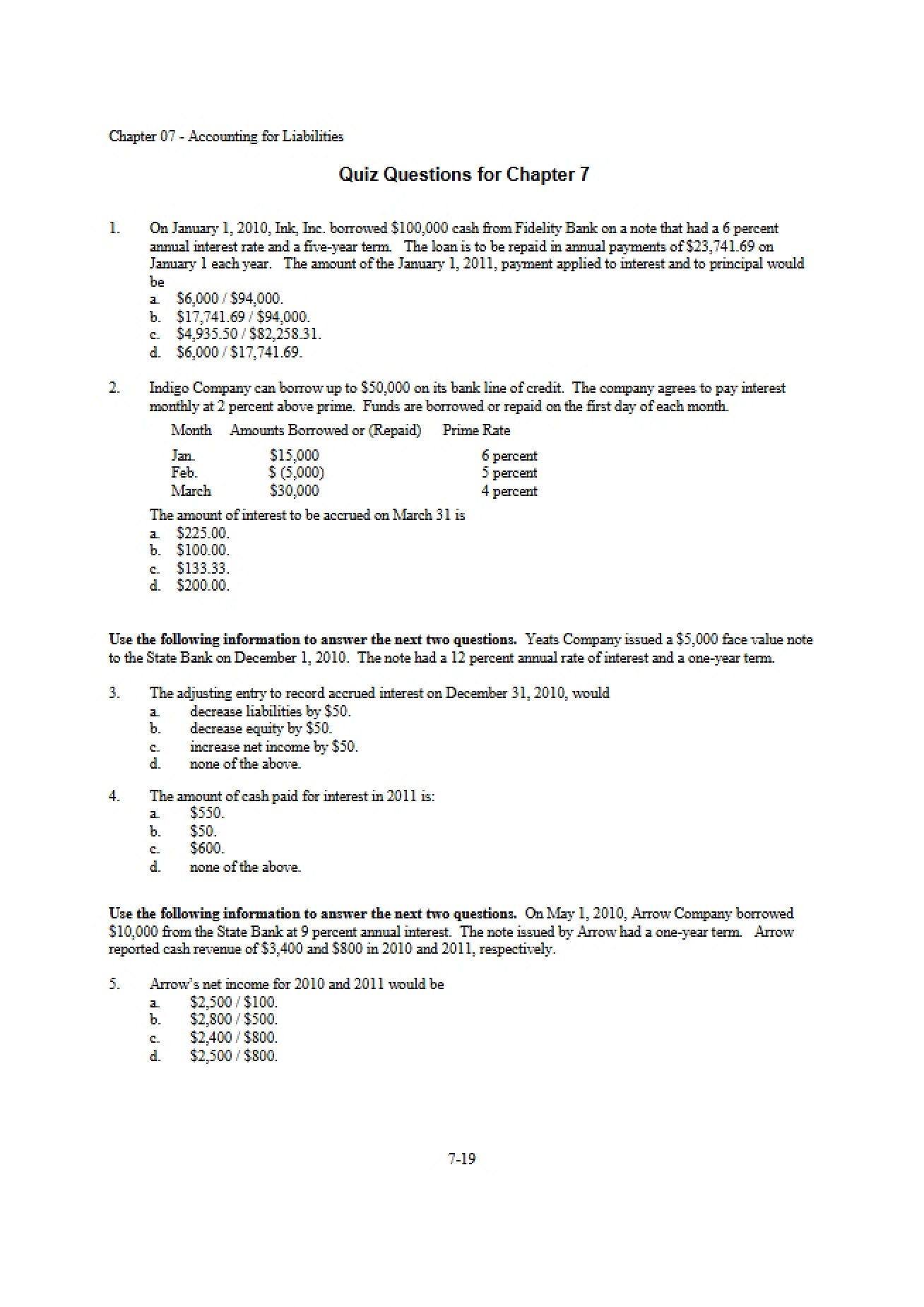 Review of Chapter 7