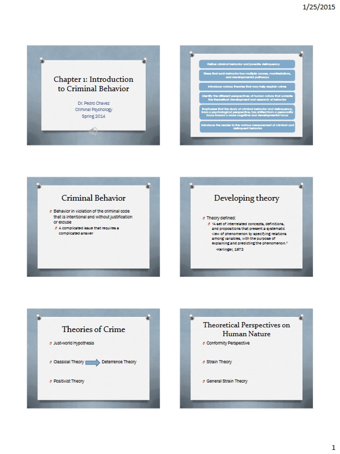 Introduction to Criminal Behavior Chapter One