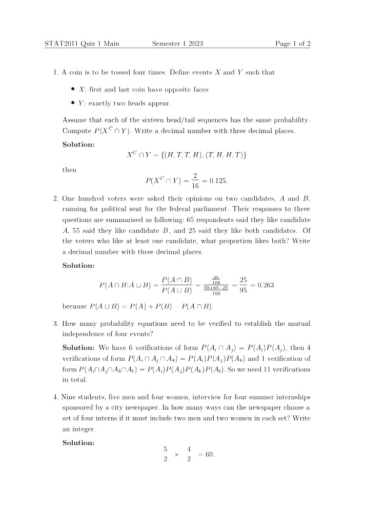 Quiz 1 - Probability and Estimation Theory