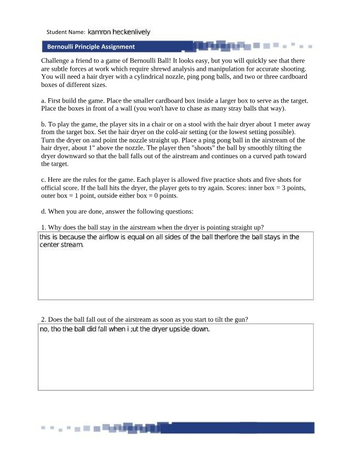 Assignment - Bernoulli Principle