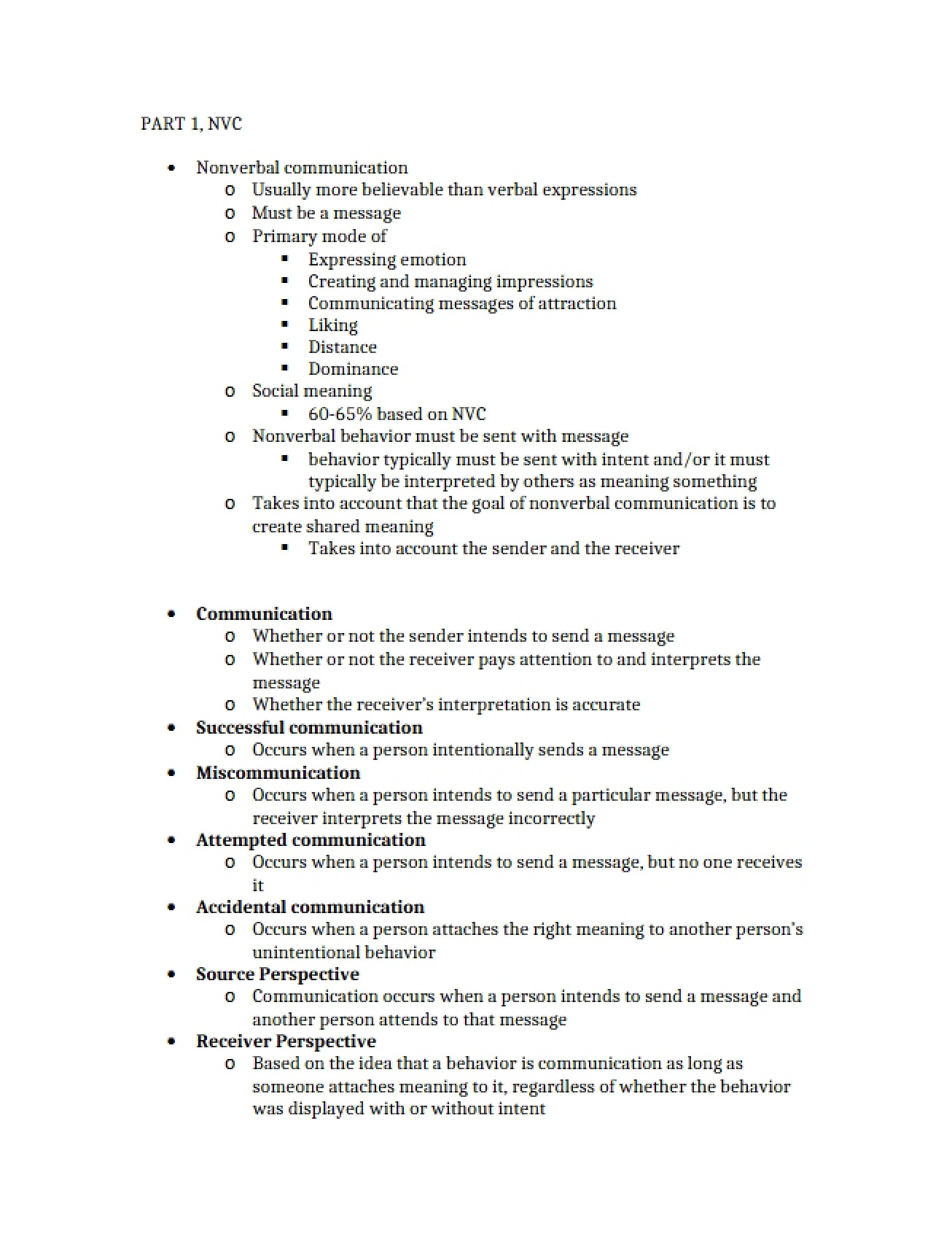 Communication via Nonverbal Methods