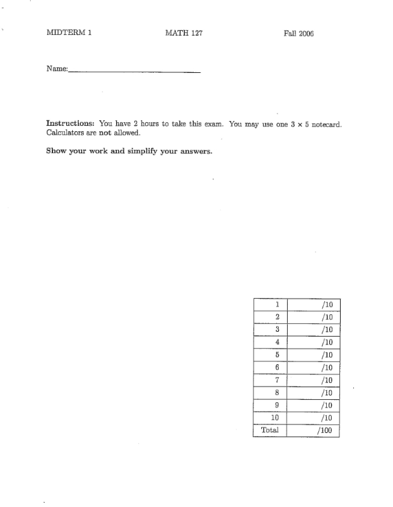 Midterm 1 - 11 Pages